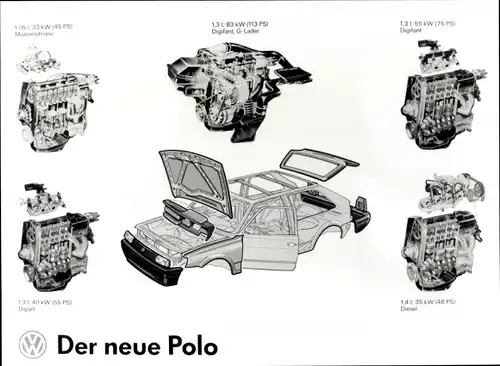 Foto Auto, Volkswagen Polo, Wirbelkammerdiesel, Ottomotor