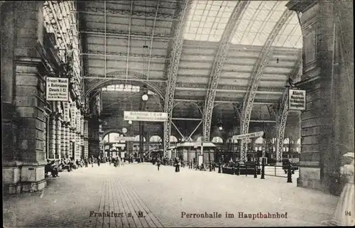 Ak Frankfurt am Main, Perronhalle im Hauptbahnhof