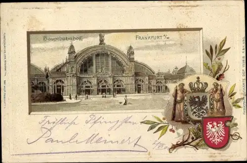 Präge Wappen Litho Frankfurt am Main, Hauptbahnhof