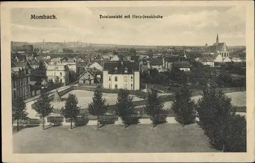 Ak Mombach Mainz am Rhein, Totalansicht, Herz-Jesukirche