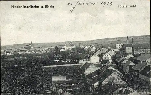 Ak Nieder Ingelheim am Rhein, Totalansicht