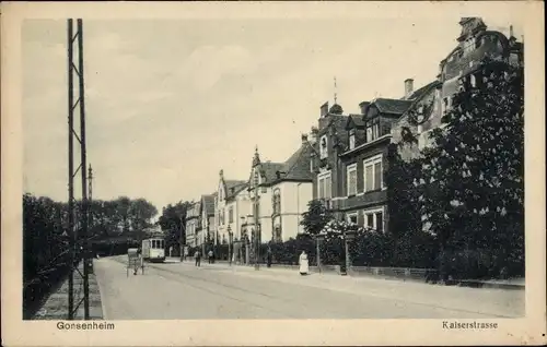 Ak Mainz Gonsenheim, Blick in die Kaiserstraße, Straßenbahn