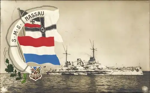 Ak Deutsches Kriegsschiff, SMS Nassau, Großlinienschiff