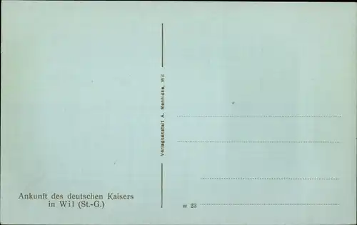 Ak Wil Kanton St. Gallen Schweiz, Bahnhof, Ankunft Kaiser Wilhelm II, Festschmuck