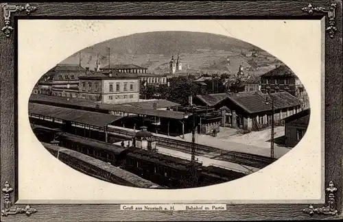 Präge Passepartout Ak Neustadt an der Haardt Neustadt an der Weinstraße, Bahnhof, Gleisseite