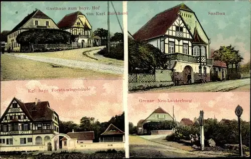 Ak Neulauterburg Berg in der Pfalz, Gasthaus bayr. Hof, Saalbau, Kgl. bayr. Forstamtsgebäude, Grenze