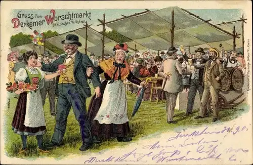 Litho Bad Dürkheim am Pfälzerwald, Derkemer Worschtmarkt, Volksfest