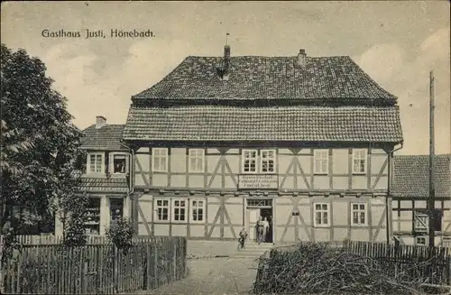 Ak Hönebach Wildeck in Hessen, Gasthaus Justi