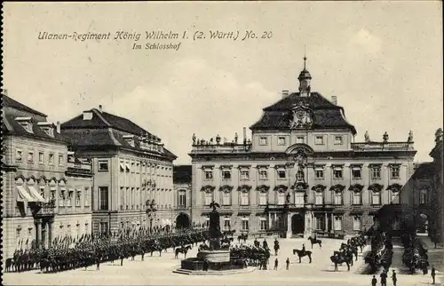 Ak Ludwigsburg in Württemberg, Ulanen-Regiment König Wilhelm I. No. 20, Im Schlosshof