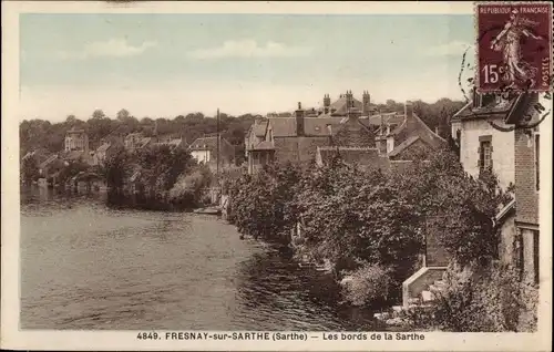 Ak Fresnay sur Sarthe, die Ufer der Sarthe