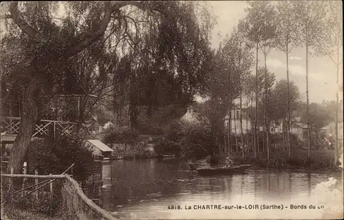 Ak La Chartre sur Loir Sarthe, Ufer des Loir