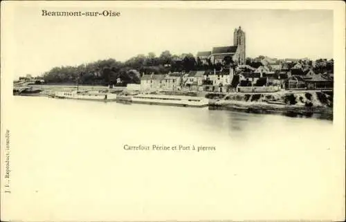 Ak Beaumont sur Oise Val d'Oise, Carrefour Perine, Steinbrücke