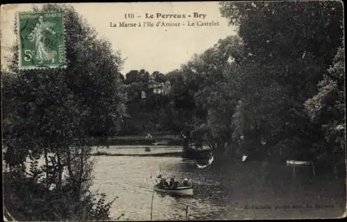 Ak Bry Le Perreux Val-de-Marne, La Marne bis Ile d'Amour, Le Castelet
