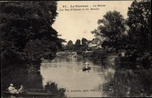 Ak Le Perreux sur Marne Val de Marne, Die Inseln der Liebe und die Moulin