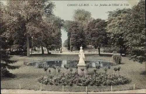 Ak Choisy le Roi Val de Marne, Die Gärten des Rathauses