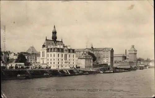 Ak Corbeil Essonne, Rathaus, Große Mühlen, Quai Mauzaisse