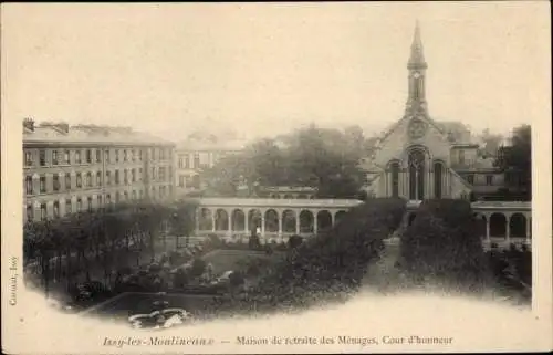 Ak Issy les Moulineaux Hauts de Seine, Maison de retraite des Menages, Cour d'honneur