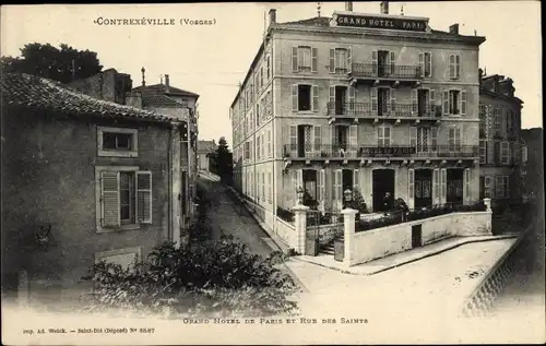 Ak Contrexéville Lothringen Vosges, Grand Hotel de Paris, Rue des Saints