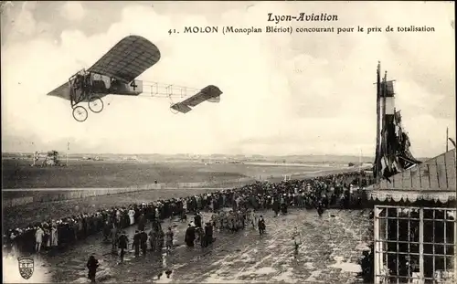 Ak Lyon Rhône, Molon, Monoplan Bleriot