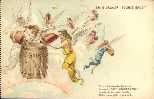 Litho Saint Galmier Loire, Source Badoit, Reklame, Engel