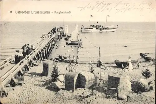 Ak Ostseebad Brunshaupten Kühlungsborn, Strand, Dampfer, Seebrücke