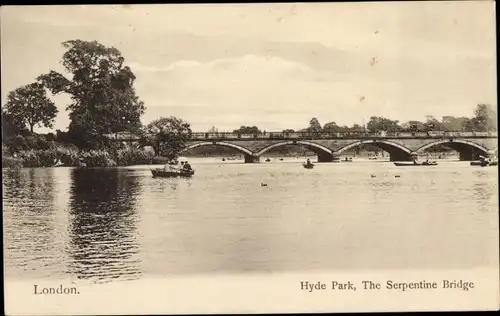 Ak London City England, Hyde Park, The Serpentine Bridge