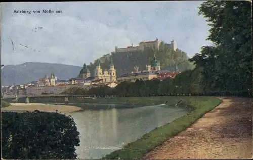 Ak Salzburg in Österreich, Salzach, Festung Hohensalzburg