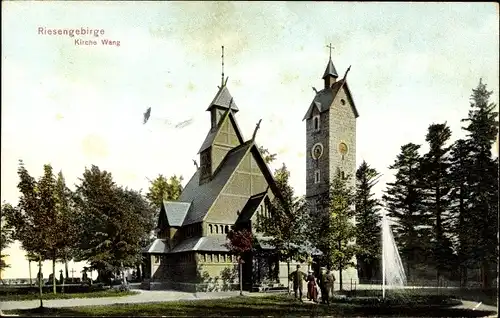 Ak Riesengebirge Schlesien, Blick auf Kirche Wang