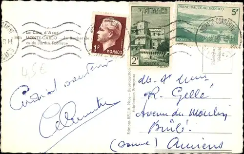 Ak Monte Carlo Monaco, Felsen vom exotischen Garten gesehen