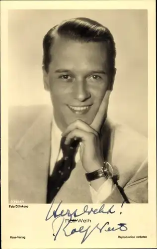 Ak Schauspieler Rolf Weih, Portrait, Ross Verlag Nr. A 3086/1, Autogramm
