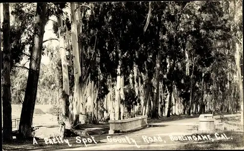 Ak Burlingame, Kalifornien, USA, hübscher Ort, County Road