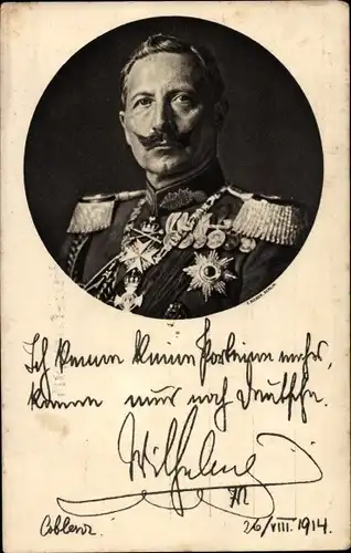 Ak Kaiser Wilhelm II., Ich kenne keine Parteien mehr..., 1914