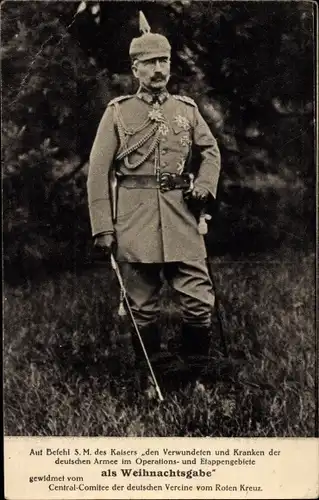 Ak Kaiser Wilhelm II, Standportrait, Uniform, Pickelhaube, Orden, Säbel