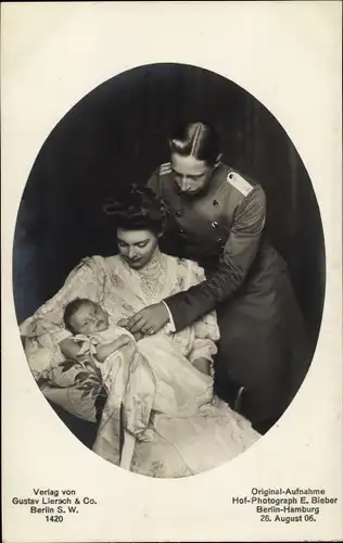 Passepartout Ak Kronprinz Wilhelm von Preußen, Kronprinzessin Cecilie, Prinz Wilhelm, 1906
