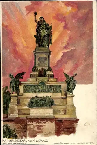 Künstler Litho Pfaff, C., Rüdesheim am Rhein, Nationaldenkmal auf dem Niederwald