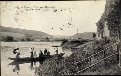 Ak Heer Agimont Wallonie Namur, Wasserdurchgang Richtung Blaimont, Blick flussabwärts