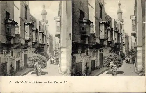 Stereo Ak Cairo Kairo Ägypten, Une Rue