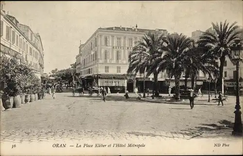 Ak Algier Algerisches Algier, Place Kléber und Hôtel Métropole