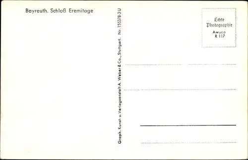 Ak Bayreuth in Oberfranken, Schloss Eremitage, Terrasse
