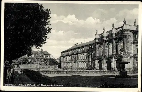 Ak Bayreuth in Oberfranken, Neues Schloss, Markgrafenbrunnen