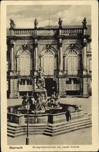 Ak Bayreuth in Oberfranken, Markgrafenbrunnen am neuen Schloss