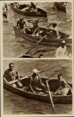 Ak Westindische Inseln, Taucher, Ruderboote, Natives diving