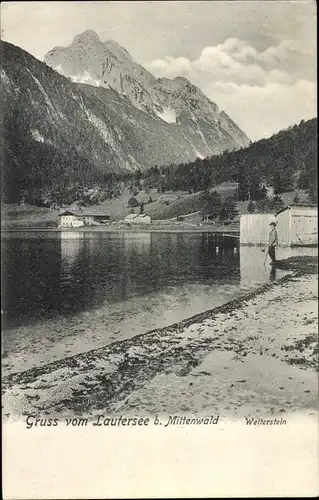 Ak Mittenwald in Oberbayern, Lautersee, Wetterstein