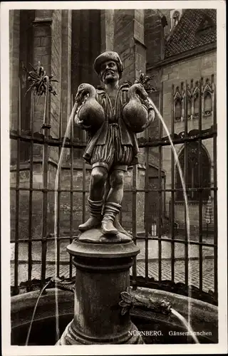 Ak Nürnberg in Mittelfranken, Gänsemännchen, Brunnen