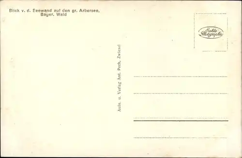 Ak Bayerisch Eisenstein in Niederbayern, Bayerischer Wald, Blick von der Seewand, großer Arbersee