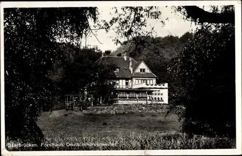 Ak Saarbrücken im Saarland, Forsthaus Deutschmühlenweiher