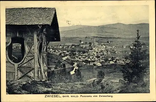 Ak Zwiesel im Bayerischen Wald, Ortsansicht, Panorama vom Zwieselberg