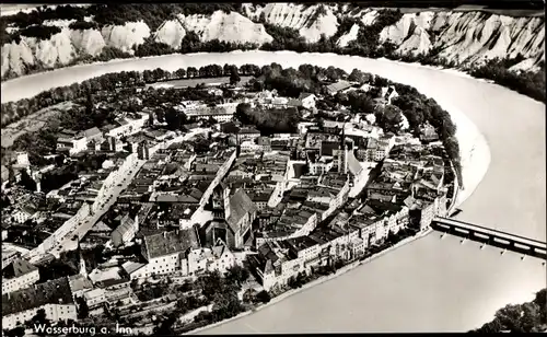 Ak Wasserburg am Inn in Oberbayern, Ortsansicht