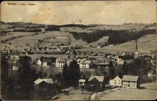 Ak Weiler Simmerberg im Allgäu, Ortsansicht