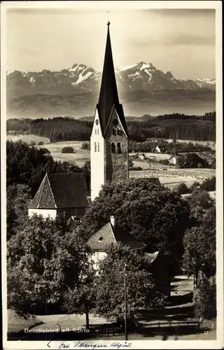 Ak Deuchelried Wangen im Allgäu, Kirche, Säntis